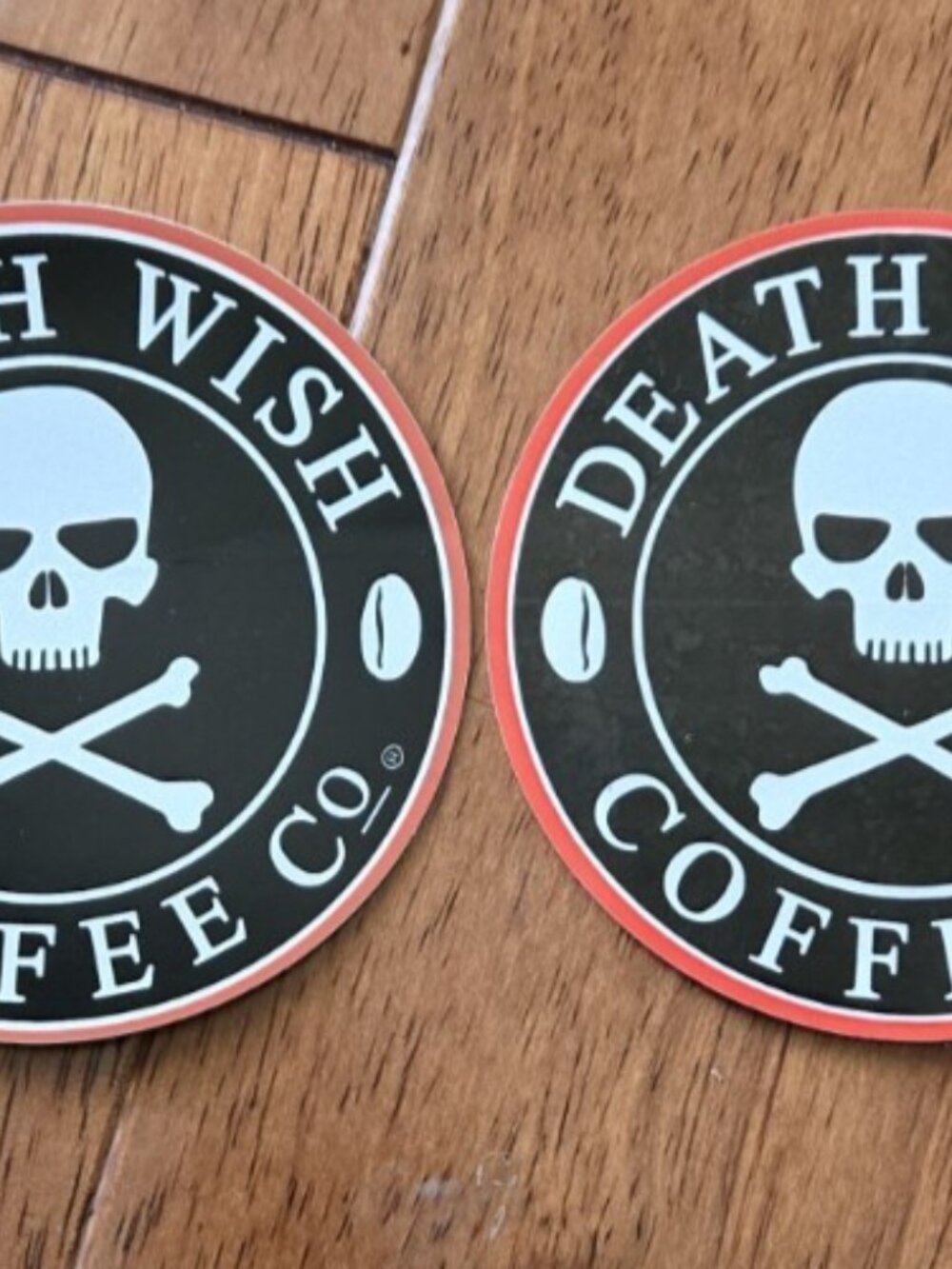 Set of 2 Death Wish Coffee Glossy Stickers 3.5" New Official Deathwish Decals